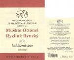 Etiketa Muškát Ottonel x Ryzlink rýnský 2011 kabinetní - Rodinné vinařství Jedlička & Novák, Bořetice.