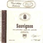Etiketa Sauvignon 2003 pozdní sběr - Vinné sklepy Lechovice s.r.o.