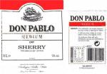Etiketa Sherry Manzanilla Denominación de Origen (D.O.), medium dry - Don Pablo, Španělsko.