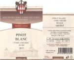 Etiketa Pinot blanc 2015 výběr z hroznů (mešní) - Arcibiskupské zámecké víno s.r.o. Kroměříž.