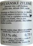 Detail zadní etikety Sylvánské zelené 2005 pozdní sběr - Vinařství Hort Jiří Znojmo.