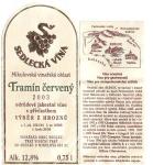 Viněta vína Tramín červený 2003 výběr z hroznů - ZD Sedlec.