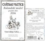 Etiketa Rulandské modré 2006 pozdní sběr - Vinné sklepy Valtice, a.s.
