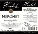 Etiketa Neronet 2008 odrůdové jakostní - Vinařství Hrabal Velké Bílovice.