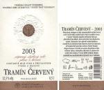 Viněta vína Tramín červený 2003 výběr z hroznů - Znovín Znojmo a.s.