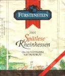Viněta Fürstenstein 2001 Spätlese (pozdní sběr) - Weinkellerei Fürstenstein GmbH, Bingen, Rheinhessen, Německo.