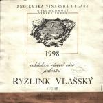 Viněta Ryzlink vlašský 1998 odrůdové jakostní - Znovín Znojmo a.s.