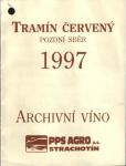 Visačka Tramín červený 1997 pozdní sběr - PPS Agro Strachotín v detailu.