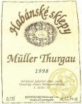 Etiketa Müller-Thurgau 1998 odrůdové jakostní - Habánské sklepy s.r.o. Velké Bílovice.