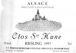 Etiketa Riesling „Clos Sainte Hune“ 1997 Appellation Alsace Controlée (AOC) - F. E. Trimbach S.A., Francie.