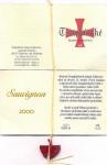 Knížka se základními informacemi Sauvignon 2000 odrůdové jakostní - Templářské sklepy Čejkovice.