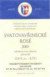 Etiketa Svatovavřinecké 2003 odrůdové jakostní (rosé) - Vinařství rodiny Pavlíkovy - Jan Pavlík, Nový Šaldorf.