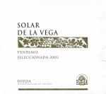 Etiketa Solar de la Vega 2003 Denominación de Origen (DO) - Agricola Castellana Valladolid, Španělsko.