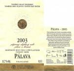 Etiketa Pálava 2003 pozdní sběr - Znovín Znojmo a.s.