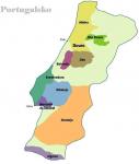 Mapka vinařských oblastí Portugalska. Oblast Ribatejo najdete uprostřed (světle modrá barva).
