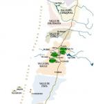 Mapka vinařské oblasti Maule Valley, Chile.