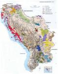 Mapa vinařských oblastí Bálkánu včetně Srbska a Černé Hory. Zdroj: Světový atlas vína - Hugh Johnson, Jancis Robinsonová. 