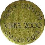 Zlatý diplom Vinex 2000 Grand Prix - Muškát moravský 1997 pozdní sběr - Vinařství Josef Valihrach Krumvíř.