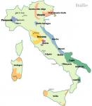 Základní mapka vinařských oblastí Itálie.