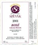 Etiketa v článku zmiňovaného vína Cabernet Moravia 2001 Rosé