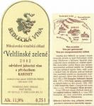 Etiketa Veltlínské zelené 2002 kabinet - ZD Sedlec u Mikulova.