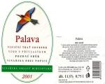 Etiketa Pálava 2001 pozdní sběr - PPS Agro, a.s. Strachotín.