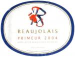 Vcelku nevkusná etiketa Beaujolais Primeur 2004 Appellation Beaujolais Contrôlée - Francie.