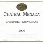 Etiketa Cabernet Sauvignon 2000 odrůdové jakostní - Chateau Menada.