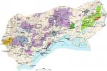 Mapka vinařských podoblastí v Languedoc-Roussillon. Zdroj: Světový atlas vína. Autor: Hugh Johnson, Jancis Robinsonová