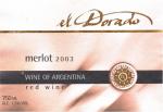 Etiketa Merlot 2003 el Dorado - Les Yeux Mendoza, Argentina.