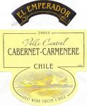 Etiketa El Emperador (Cabernet Sauvignon x Carmenere) 2003 - Valle Central, Chile.