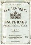 Etiketa Les Remparts 2003 Appellation Sauternes Contrôlée (AOC) - Maison Johanès Boubée, Francie.