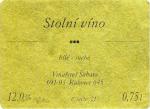 Etiketa Hibernal 2001 stolní - Vinařství Šabata Rakvice.