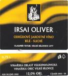 Etiketa Irsai Oliver 2002 odrůdové jakostní - Vladimír Tetur, Velké Bílovice.