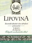 Etiketa Lipovina 2003 odrůdové jakostní - J & J Ostrožovič, Veľká Tŕňa, Slovensko