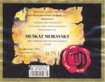 Etiketa Muškát moravský 2001 odrůdové jakostní - Šlechtitelská stanice vinařská, s.r.o. Polešovice.