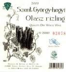 Etiketa Olasz Rizling 2003