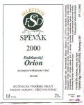 Přináším i vinětu Orionu 2000 - další etikety vín p.Spěváka najdete v rubrice 