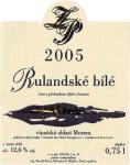 Etiketa Rulandské bílé 2005 výběr z hroznů - Peřina Zdeněk Mikulov.