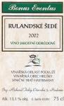 Etiketa Rulandské šedé 2002 odrůdové jakostní - Richard Tichý Hodonín.