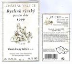 Etiketa Ryzlink rýnský 1999 pozdní sběr - Vinné sklepy Valtice, a.s.