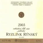 Etiketa Ryzlink rýnský 2003 odrůdové jakostní - Znovín Znojmo a.s.