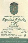 Etiketa Ryzlink rýnský 2000 pozdní sběr - Motl Vladimír, Přímětice.