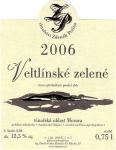 Etiketa Veltlínské zelené 2006 pozdní sběr - Peřina Zdeněk Mikulov.