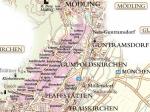 Mapa viničních tratí v okolí Gumpoldskirchenu / Thermenregion (Rakousko).