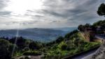 Výhled z Montalcina západním směrem, kde jsou rozsáhlé lesy. Foto P. Pavelka.