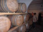 Větší dubové sudy na školení červeného vína.