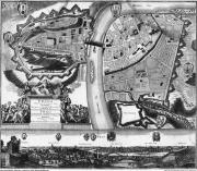 Plán Prahy z 1. poloviny 18. století (Georg Matthaus Seutter) na kterém jsou zřetelně vidět rozsáhlé petřínské vinice.
